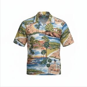 REYN SPOONER Laguna Beach Men's California Landmarks Aloha Hawaiian Shirt | M